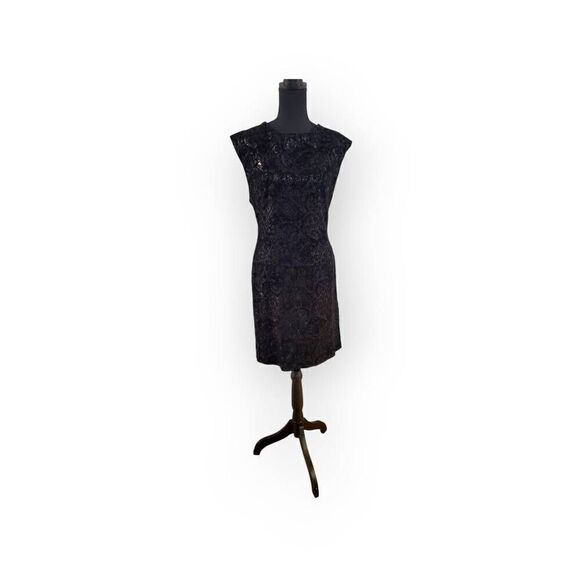 Alice + Olivia Black Sequin Velvet Mesh Open Back Mini Dress Size Large - Picture 1 of 12